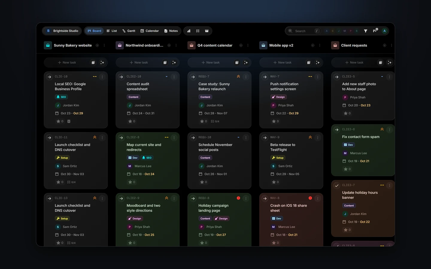 Make your board yours: colors, reactions and tag icons