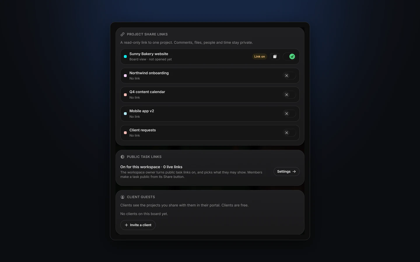 Share a board with a client without giving them the keys