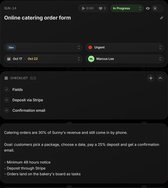 A task with checklist and details